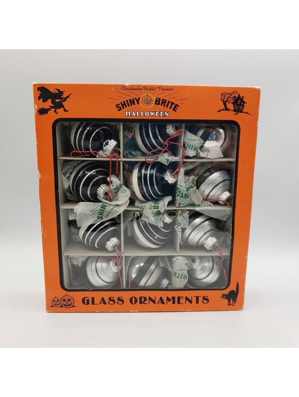 2014 Christopher Radko Shiny Brite Glass Blown Halloween Ornaments In Box